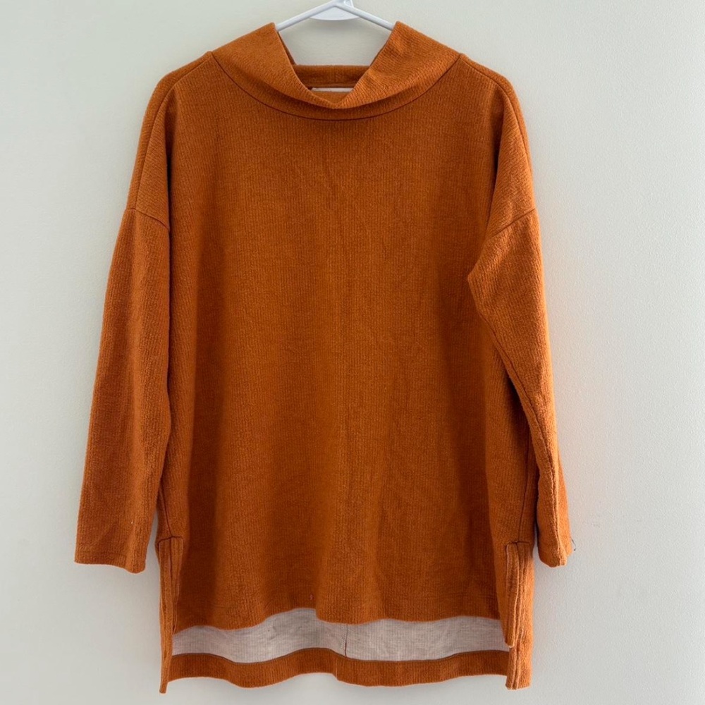 Anthropologie Rust Orange Cowl-Neck Sweater